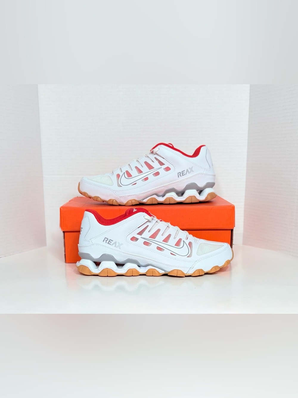 Nike Reax 8 TR Shox Sneakers White Red Gum Men’s Shoes Trainers 621716-103 NEW